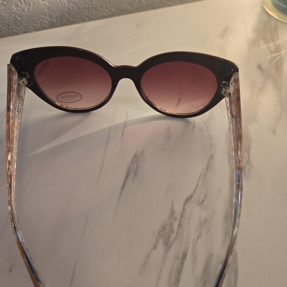 SB1 -Bebe Leopard Print Sunglasses - Burgandy and Gold - Picture 5 of 9